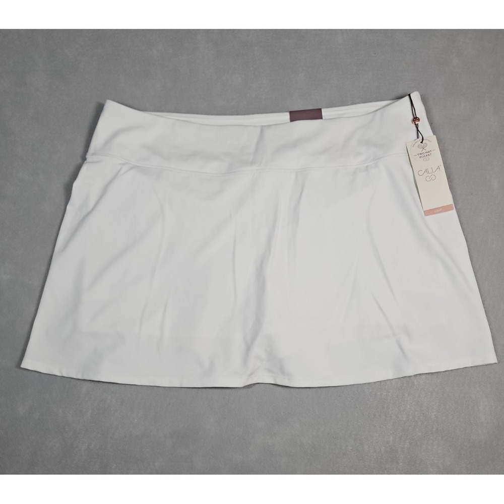 Calia Womens White High Rise‎ Athletic Skort Built In Shorts Size XXL NWT